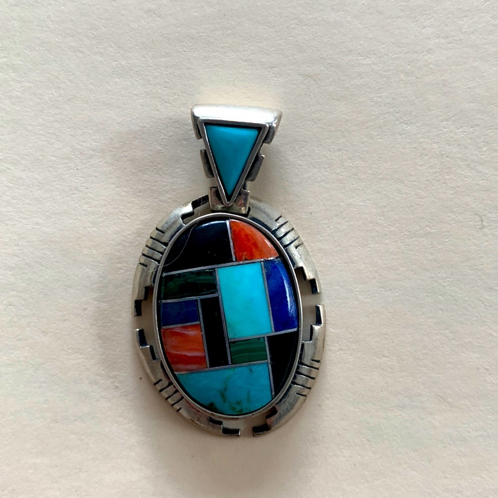 Carolyn Pollack Silver Turquoise Inlay Pendant